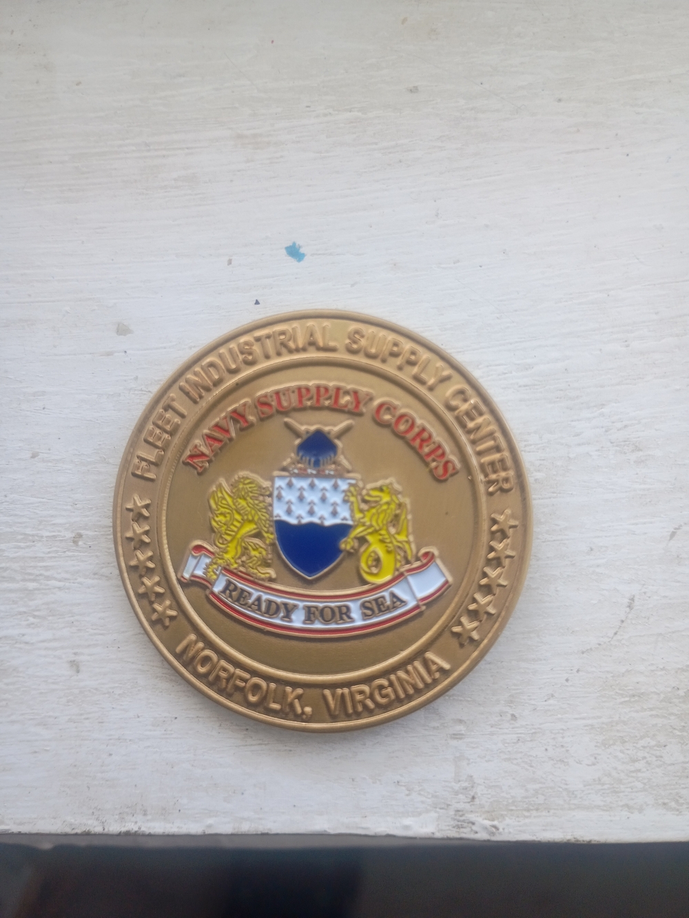 Navy Supply Corps Challenge Coin - Gold, Blue, Red